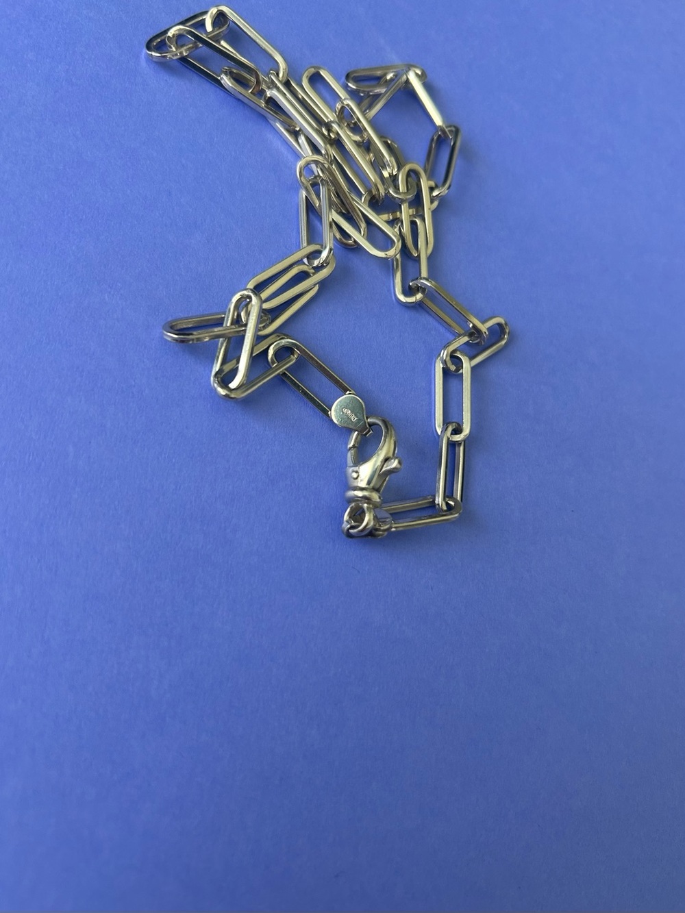 Sterling Silver Paperclip Long Link Necklace - 20 Inch Chain Vintage! - Picture 5 of 11